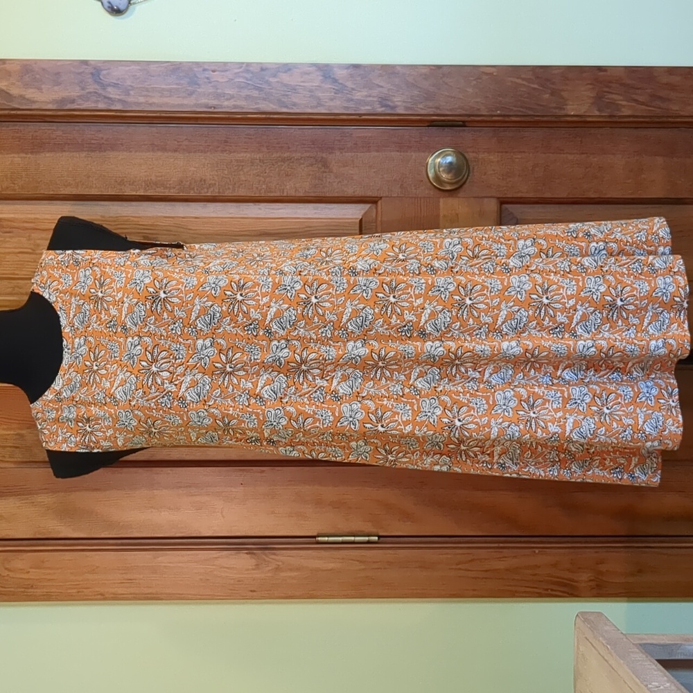 LOFT Vibrant Orange and White Floral  Dress